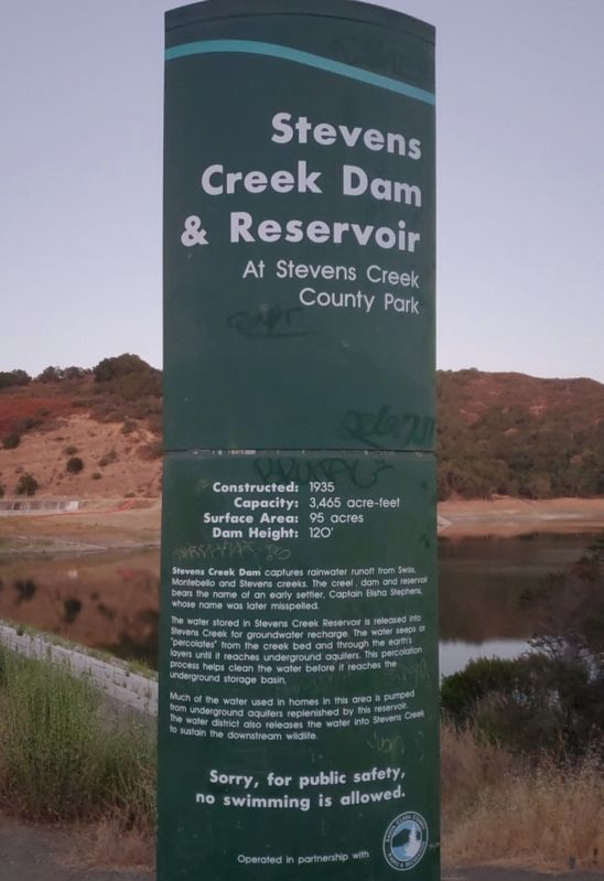 Stevens Creek Dam & Reservoir Marker image. Click for full size.