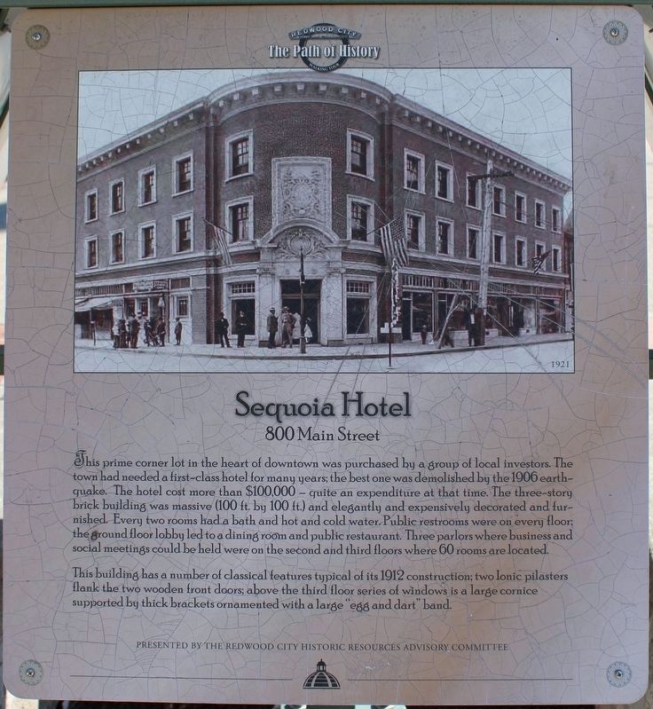 Sequoia Hotel <i>Replacement</i> Marker image. Click for full size.