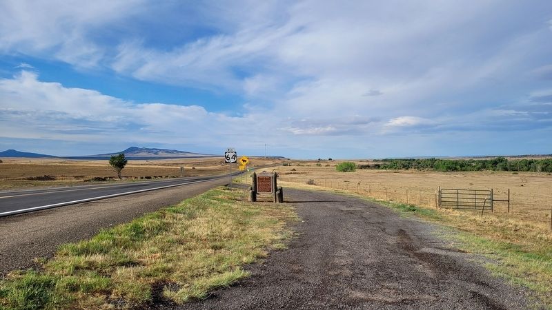 The view of the Santa Fe Trail Marker from the street. Click for full size. The view of the Santa Fe Trail Marker from the street image. Click for full size.