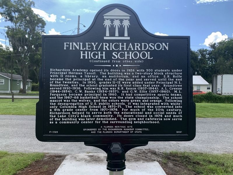 Finley/Richardson High School Marker Side 2 image. Click for full size.