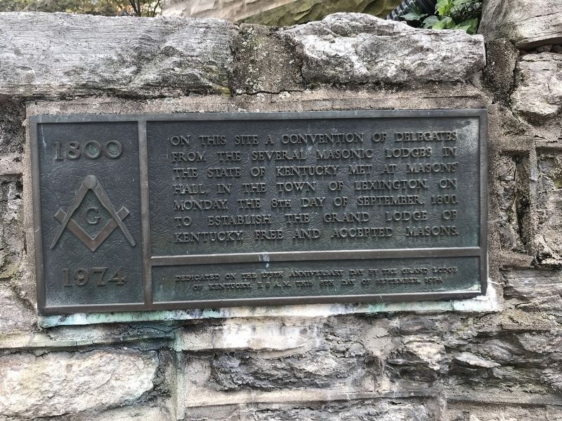 Birthplace of Grand Lodge of Kentucky, Free and Accepted Masons Marker image. Click for full size.