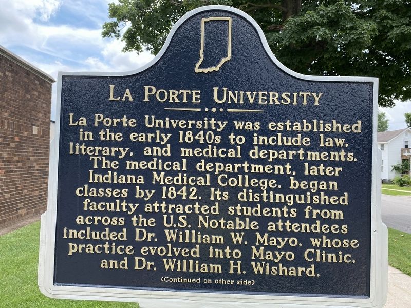 La Porte University Marker image. Click for full size.