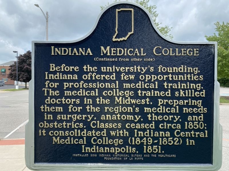Indiana Medical College Marker image. Click for full size.