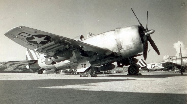 P-47N of the 19th Fighter Squadron of the 318th Fighter Group with a full payload image. Click for full size.