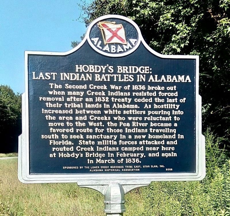 Hobdy's Bridge: Last Indian Battles in Alabama Marker image. Click for full size.