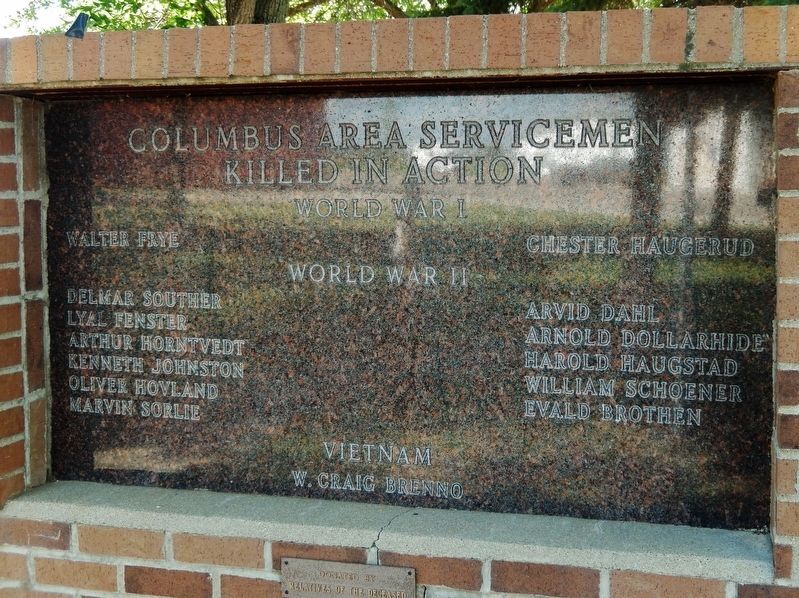 Columbus Area Servicemen Killed in Action Marker image. Click for full size.