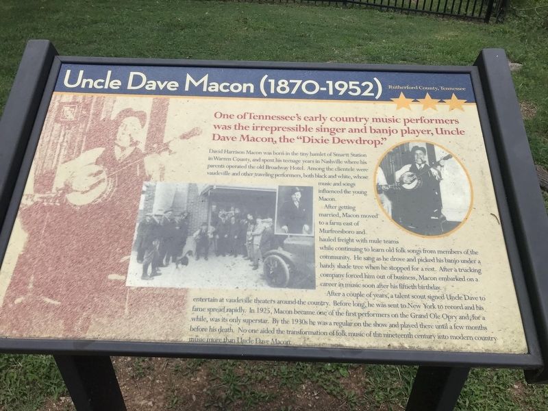 Uncle Dave Mason (1870-1952) Marker image. Click for full size.