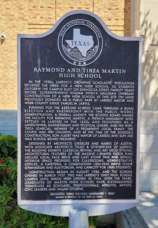 Raymond and Tirza Martin High School Marker image. Click for full size.