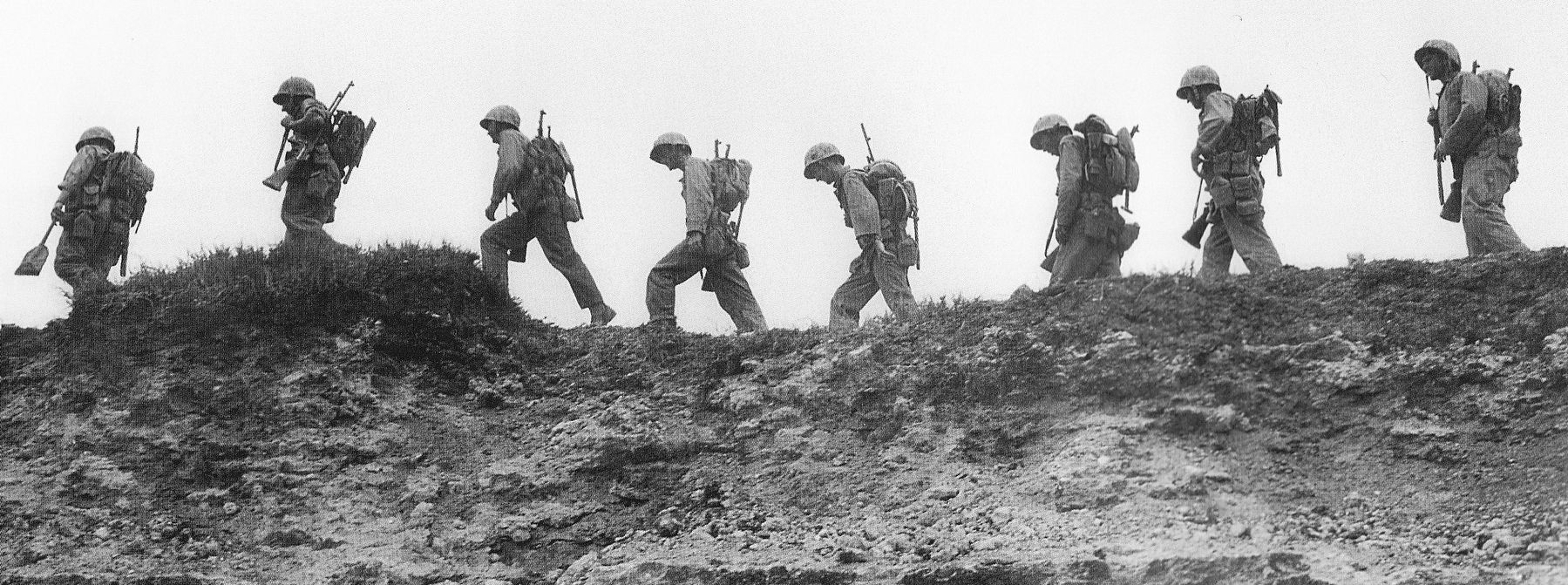 Elements of the 6th Marine Division are shown here advancing on Naha, capital of Okinawa Shima.. Click for full size. Elements of the 6th Marine Division are shown here advancing on Naha, capital of Okinawa Shima. image. Click for full size.