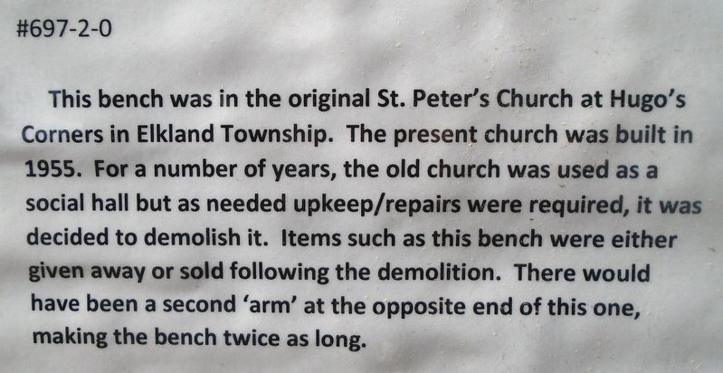 St. Peter's Church Bench Marker image. Click for full size.