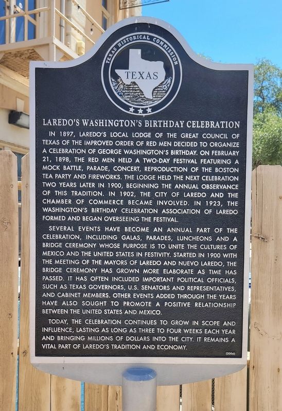 Laredo's Washington's Birthday Celebration Marker image. Click for full size.