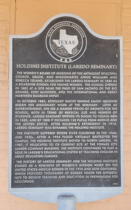 Holding Institute (Laredo Seminary) Marker image. Click for full size.