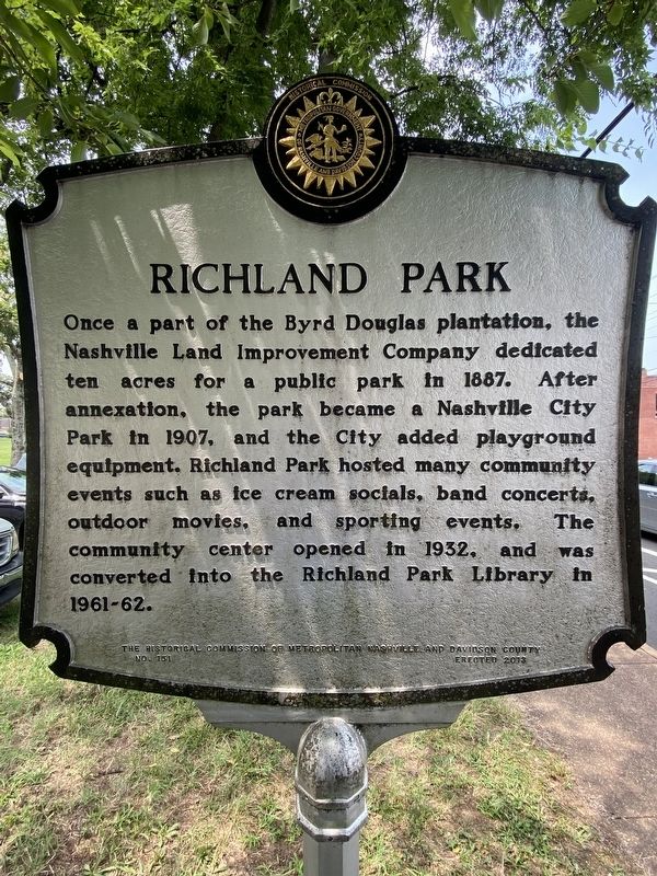 Richland Park Marker. Click for full size. Richland Park Marker image. Click for full size.