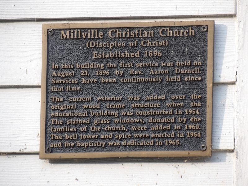 Millville Christian Church Marker. Click for full size. Millville Christian Church Marker image. Click for full size.