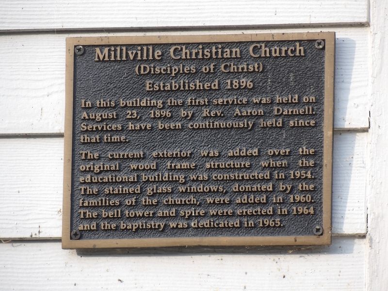 Millville Christian Church Marker image. Click for full size.