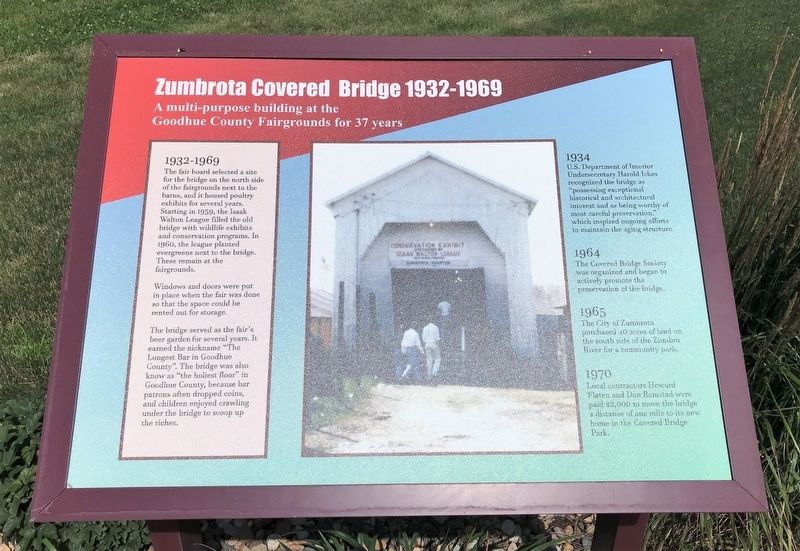 Zumbrota Covered Bridge 1932-1969 Marker image. Click for full size.
