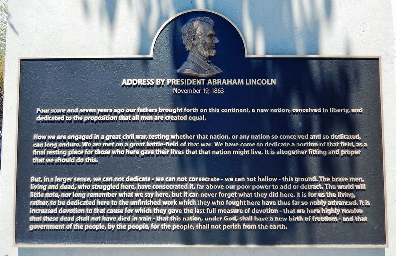 Address by President Abraham Lincoln Marker image. Click for full size.