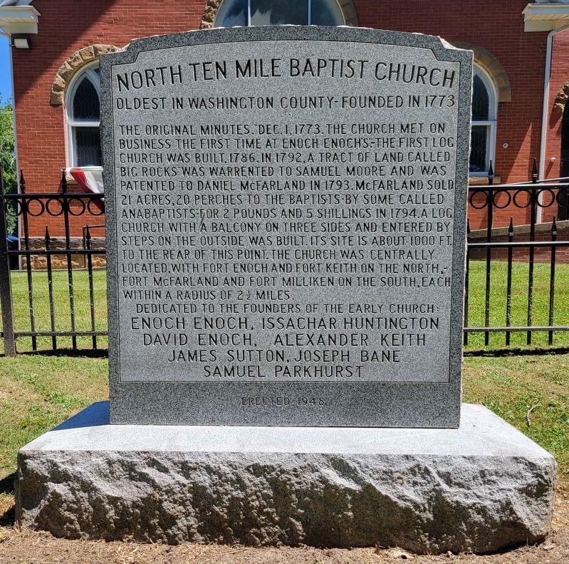 North Ten Mile Baptist Church Marker image. Click for full size.