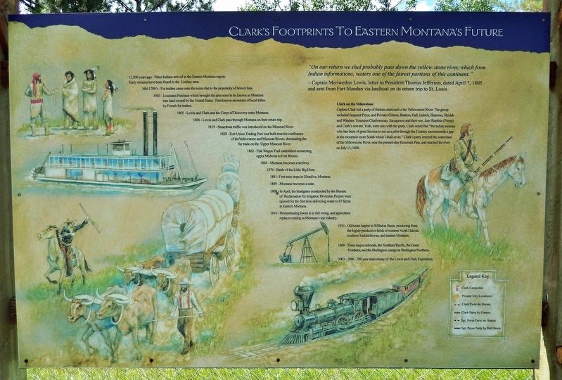 Clark's Footprints To Eastern Montana's Future Marker. Click for full size. Clark's Footprints To Eastern Montana's Future Marker image. Click for full size.