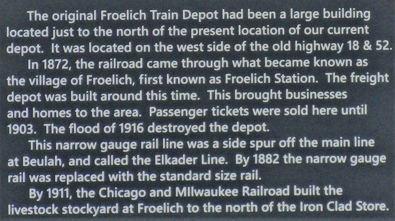 The Froelich Train Depot Marker image. Click for full size.