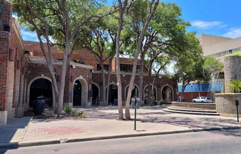 The view of the Laredo National Bank and Marker from the street. Click for full size. The view of the Laredo National Bank and Marker from the street image. Click for full size.