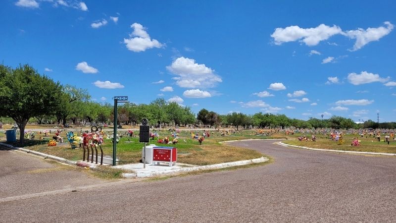 The view of the Calvary Catholic Cemetery and Marker from the front entrance image. Click for full size.