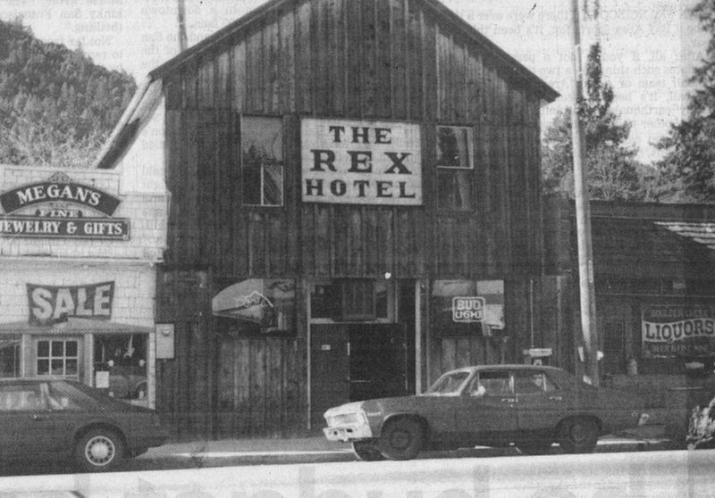 The Rex Hotel as it appeared in 1990 while hosting the Boulder Club. [Santa Cruz Sentinel] image. Click for full size.