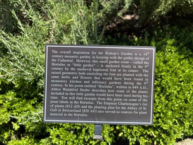 Bishop's Garden Marker. Click for full size. Bishop's Garden Marker image. Click for full size.