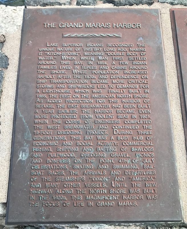 The Grand Marais Harbor Marker image. Click for full size.