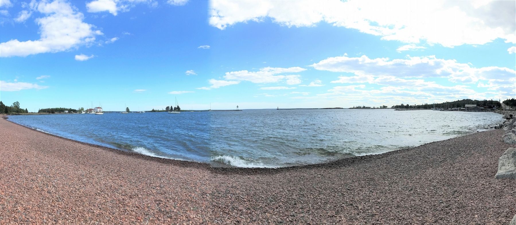 Panoramic Photo of Grand Marais Harbor from the north image. Click for full size.