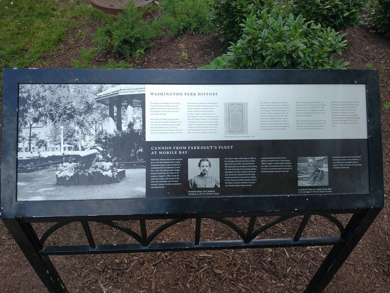 Washington Park History - Cannon From Farragut's Fleet at Mobile Bay Marker image. Click for full size.