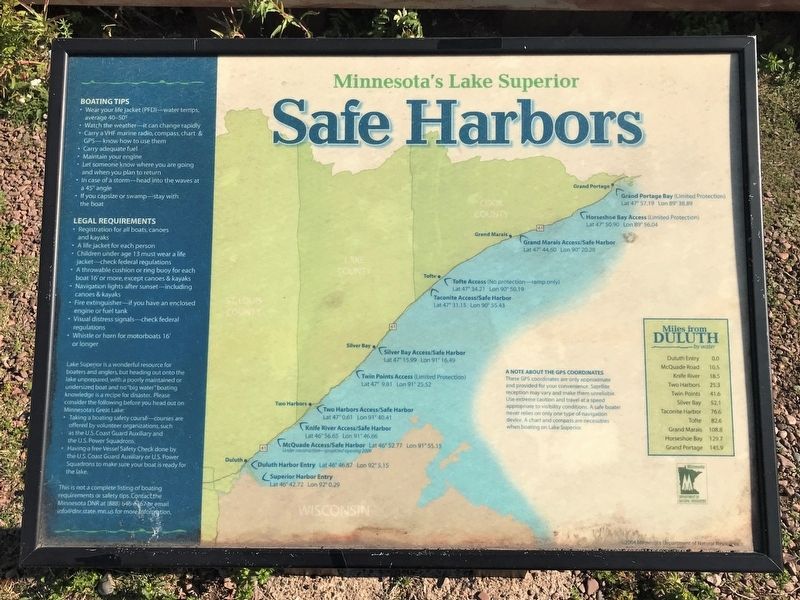 Nearby Minnesota's Lake Superior Safe Harbors Marker image. Click for full size.