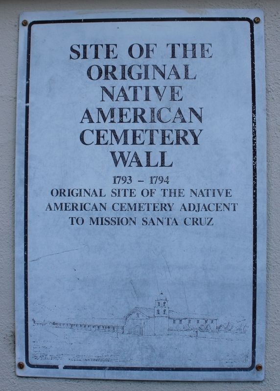 Site of the Original Native American Cemetery Wall Marker image. Click for full size.