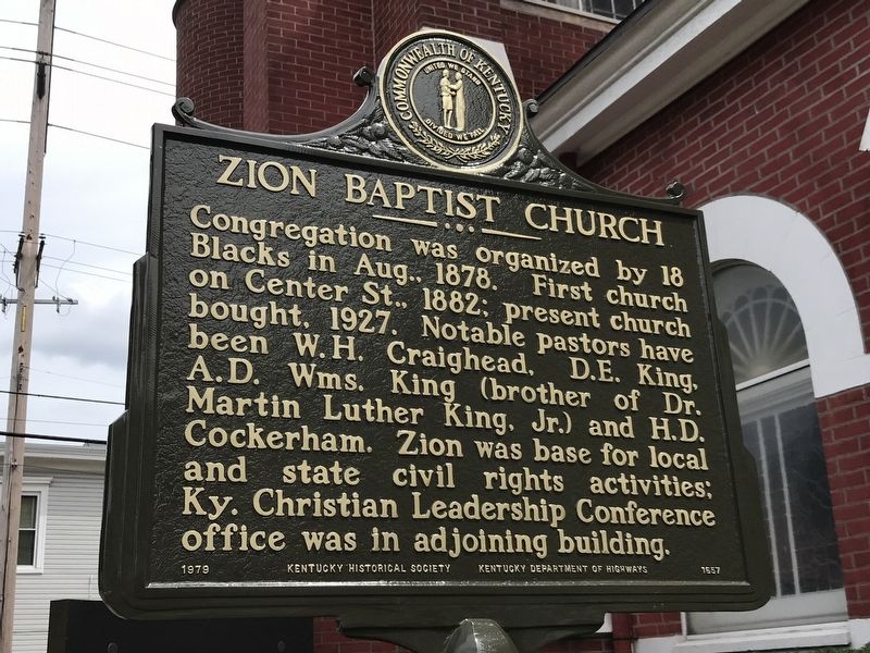 Zion Baptist Church Marker. Click for full size. Zion Baptist Church Marker image. Click for full size.