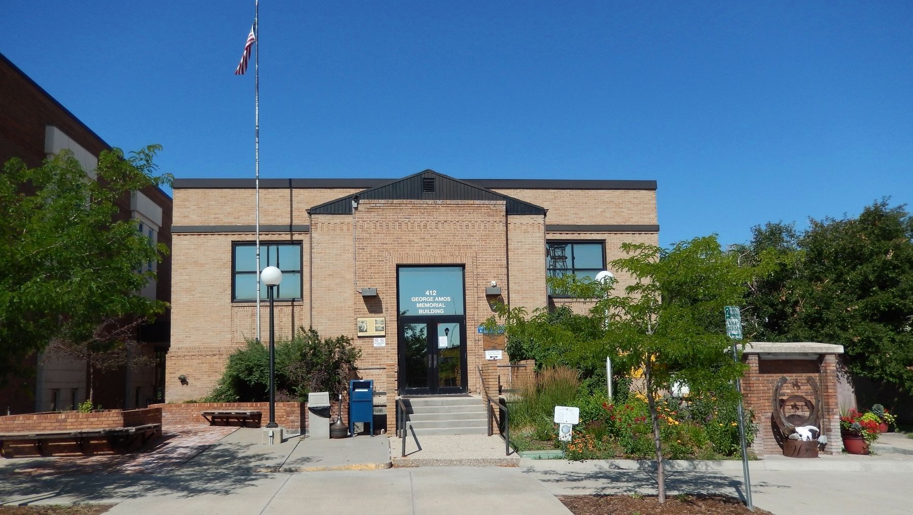 George Amos Memorial Library (<i>east [front] elevation</i>) image. Click for full size.