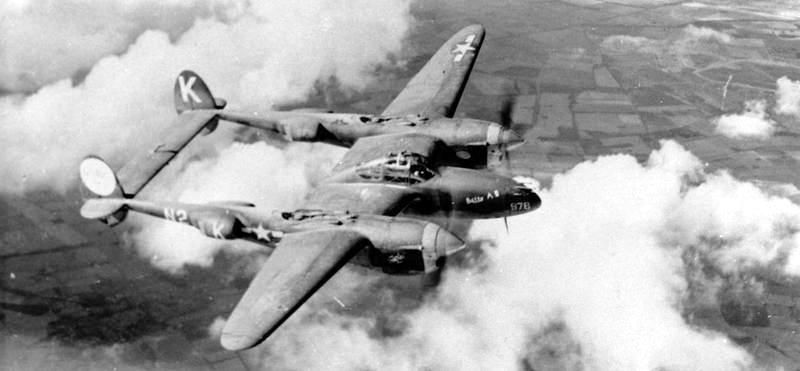 P-38 Lightning of the 383rd Fighter Squadron, 364th Fighter Group. image. Click for full size.
