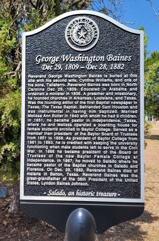 George Washington Baines Marker image. Click for full size.