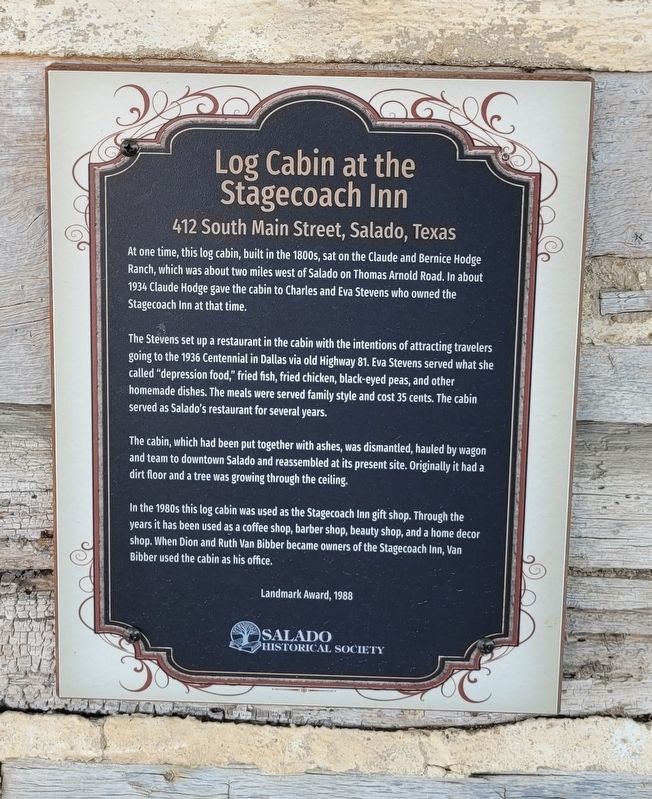 Log Cabin at the Stagecoach Inn Marker image. Click for full size.