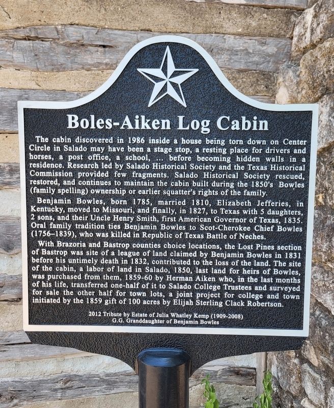 Boles-Aiken Log Cabin Marker image. Click for full size.