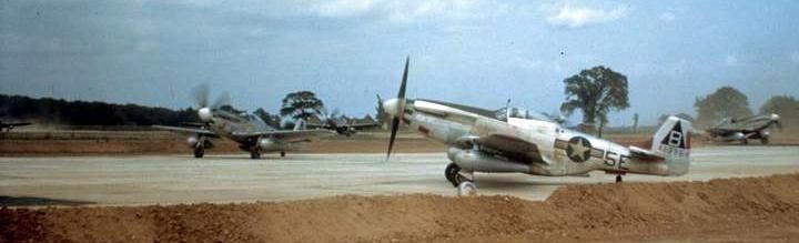 P-51 Mustangs of the 364th Fighter Group marshalled at Honington. image. Click for full size.