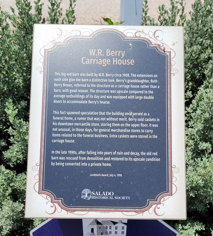 W.R. Berry Carriage House Marker image. Click for full size.