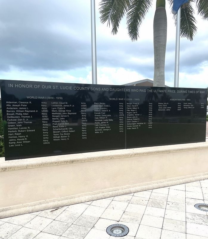 St. Lucie County Veterans Memorial (Panel 1) image. Click for full size.