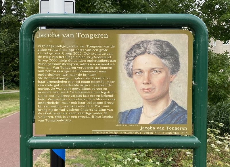 Jacoba van Tongeren Marker. Click for full size. Jacoba van Tongeren Marker image. Click for full size.