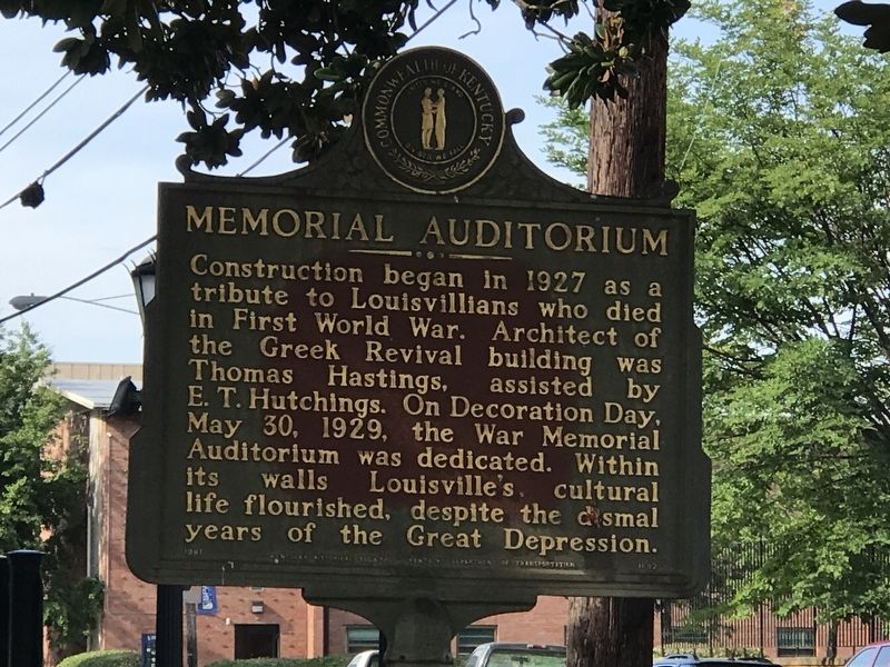 Memorial Auditorium Marker side image. Click for full size.