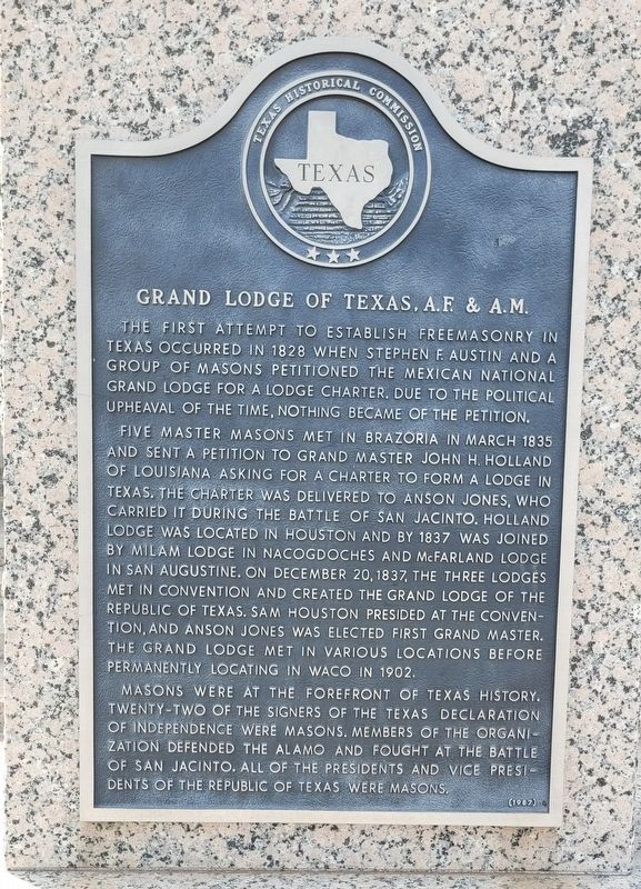 Grand Lodge of Texas, A.F & A.M. Marker image. Click for full size.