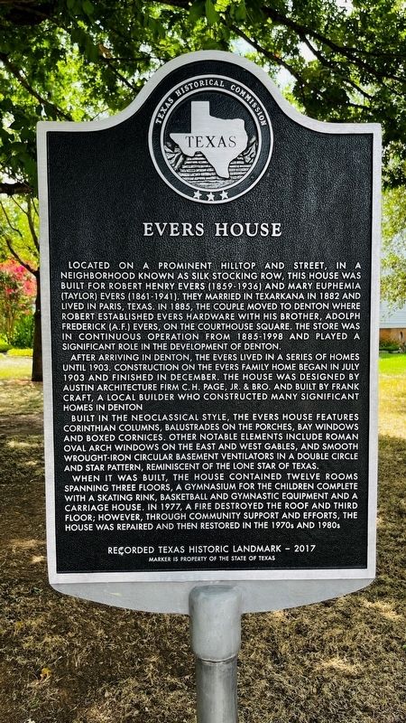 Evers House Marker image. Click for full size.