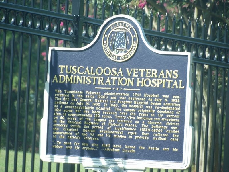 Tuscaloosa Veterans Administration Hospital Marker image. Click for full size.