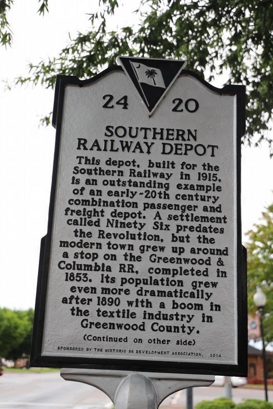 Southern Railway Depot Marker (front) image. Click for full size.
