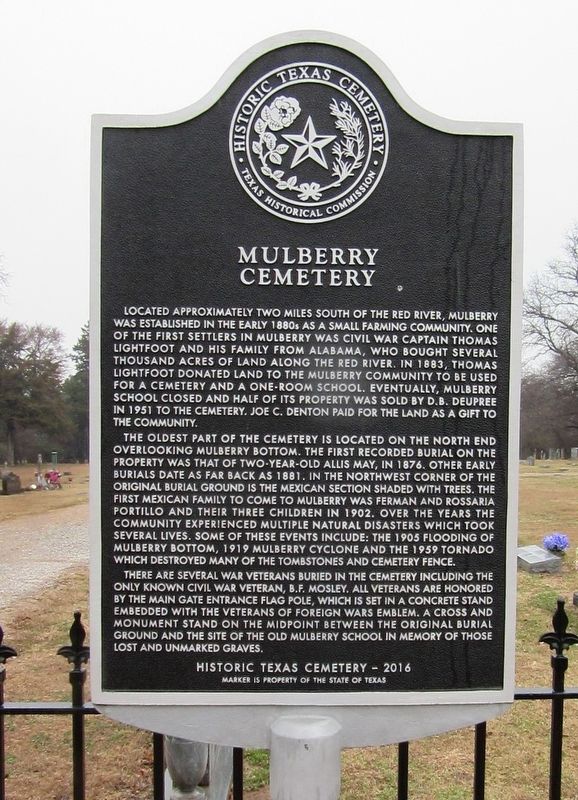 Mulberry Cemetery Marker image. Click for full size.