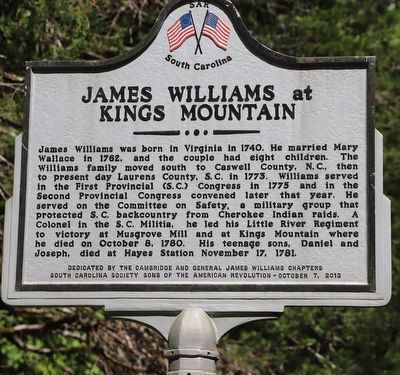 James Williams at Kings Mountain Marker image. Click for full size.